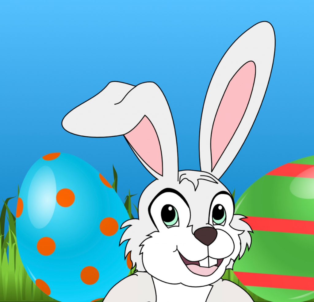 Osterhase mit bunten Eiern